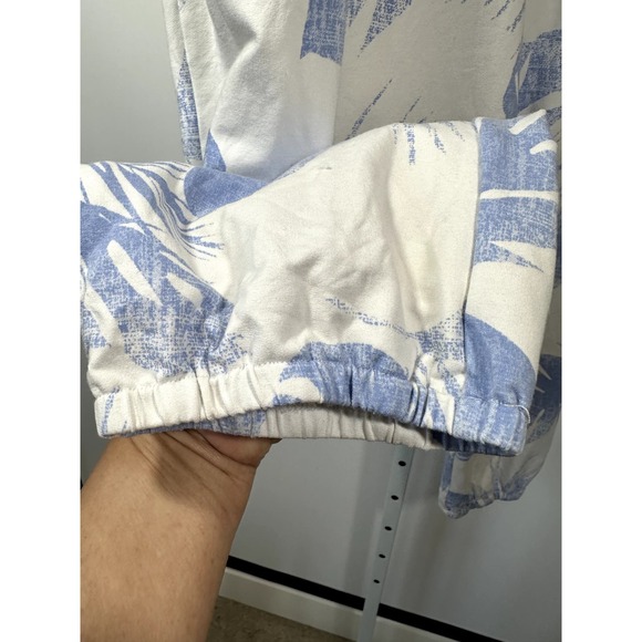 PEACE LOVE WORLD Women's Palm Leaf Print French Terry Jogger Pants Blue Large - Picture 5 of 11